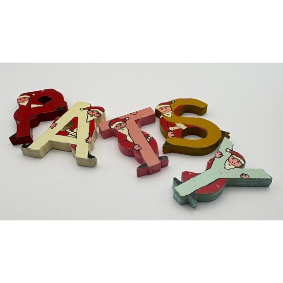 Vintage Wooden Christmas Santa Letters "PATSY" Hand Painted Wood Block Art - Picture 6 of 7